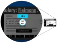 Wynik badania ostrości wzroku dla klienta Fielmann: soczewki z mocą +0.50 i +0.75, osie 140° i 45°.