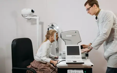 Okulista bada wzrok dziecka. Czy do okulisty potrzebne jest skierowanie? Zwykle nie, ale warto sprawdzić.