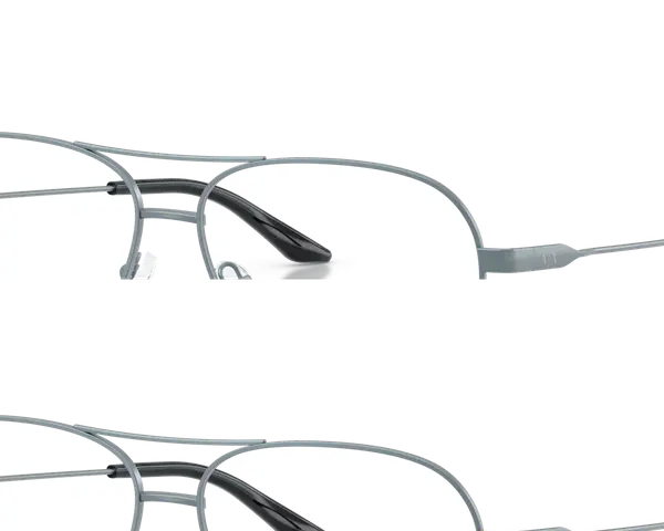 Stylowe, szare okulary przeciwsłoneczne typu aviator z ciemnymi szkłami. Mają lekko krzywe zauszniki, idealne dla każdego.