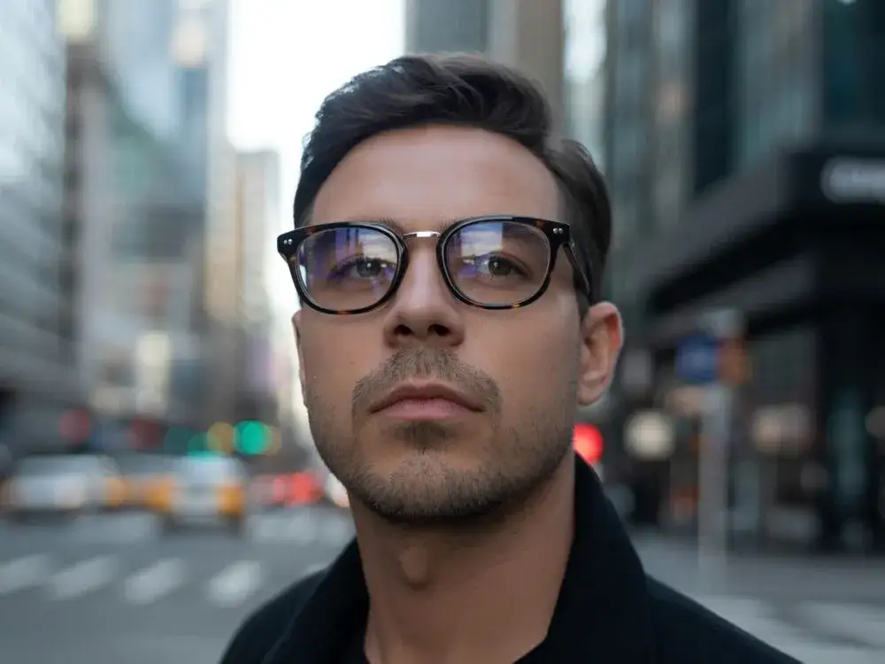 Męskie okulary trendy retro minimalizm tytan